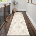 Runner Rug 3x10 Cream Hallway Washable Beige Carpet Non Slip Vintage Medallion by PureCozy
