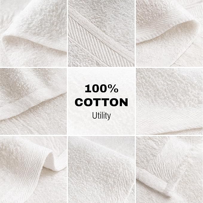 JMR White Bath Towels Bulk Pack of 12 - Image 6