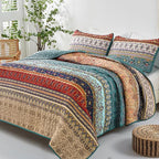 WONGS BEDDING Boho Quilt Set Twin Size, Lightweight Microfiber Bed Decor - Image 2
