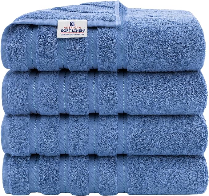 American Soft Linen Luxury 4 Piece Bath Towel Set, 600 GSM 100% Cotton Turkish by AmericanSoftLinen