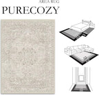 Beige 3x5 Area Rug Washable Vintage Carpet - Image 8