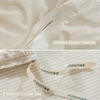 MooMee Striped Duvet Cover Set 100% Washed Cotton Linen Like Textured - Image 6