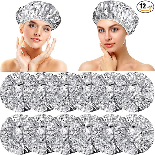 12 Pieces Deep Conditioning Caps Aluminum Foil Reusable Hair Processing Hair by Willbond+Technology+Limited
