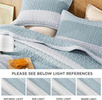 Litanika Quilt Queen Size Spa Blue, Stripe Patchwork Summer Bedspread Coverlet - Image 6