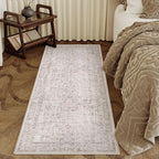 Light Brown Runner Rug 3x7 Hallway Machine Washable Kitchen Vintage Distressed - Image 6