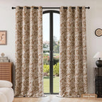 Beauoop Brown Floral Jacquard Blackout Curtains 96 Inches Long 2 Panels - Image 4