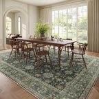 Washable 9x12 Area Rugs for Living Room, Boho Non-Slip Vintage Distress Lager - Image 3
