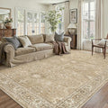 6x9 Brown Area Rug Non Slip Vintage Living Room Distressed Machine Washable by PureCozy