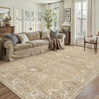 6x9 Brown Area Rug Non Slip Vintage Living Room Distressed Machine Washable by PureCozy