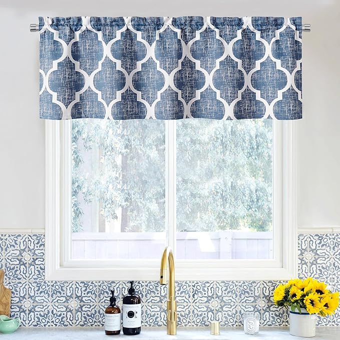 Beauoop Kitchen Cafe Valance Moroccan Tiles Print by Beauoop