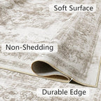 Area Rug 10x12 Beige Washable Living Room Carpet Non Slip Vintage Medallion - Image 7