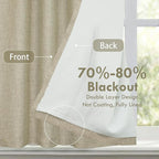 DriftAway Double Layer Linen Blackout Tie Up Curtains Thermal Insulated Fully - Image 2