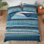 WONGS BEDDING Boho King Quilt Set, Lightweight Microfiber Bed Decor Bedspread - Image 4