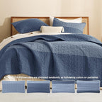 Litanika Oversized Queen Quilt Set Sapphire Blue, 98x98 Stripe Bedspread - Image 5