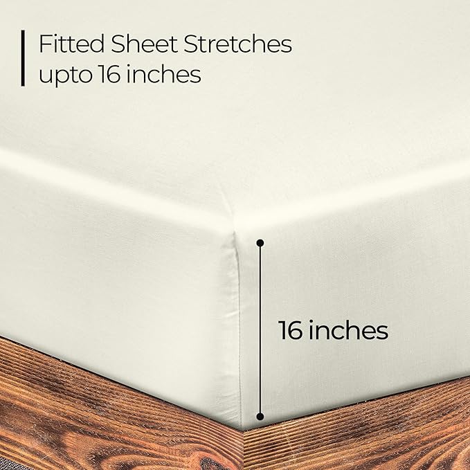 ROYALE LINENS 300 Thread Count 100% Long Staple Combed Cotton Fitted Sheet King - Image 3