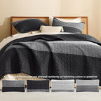 Litanika Twin Quilt Set Black, 68x86 Stripe Bedspread Coverlet 2 Pieces - Image 5