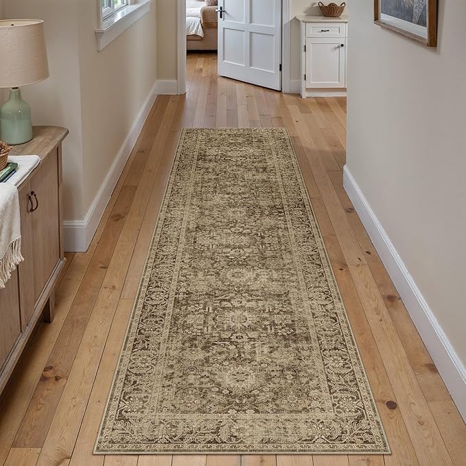 Brown 2x8 Runner Rug Hallway Non Slip Kitchen Vintage Distressed Long Carpet - Image 4