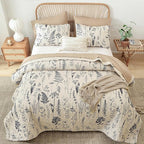JANZAA Twin Quilt Beige Quilt Bed Spread Boho Quilt - Image 7