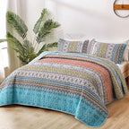 WONGS BEDDING Boho Queen Quilt Set, Lightweight Bed Decor Bedspread - Image 2