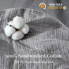 Gray Duvet Cover King, 100% Sandwashed Cotton Soft King Size Duvet Cover Set 3 - Image 3