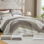 Andency California King Quilt Set Mocha Brown, 3 Pieces Ultra Soft Lightweight - Image 3