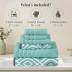 Modern Threads Classic Diamond 6-Piece 100% Cotton Towel Set – Yarn Dyed - Image 3
