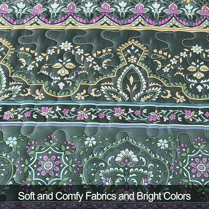 WONGS BEDDING Boho Quilt King Size, Lightweight Microfiber Bed Decor Bedspread - Image 6