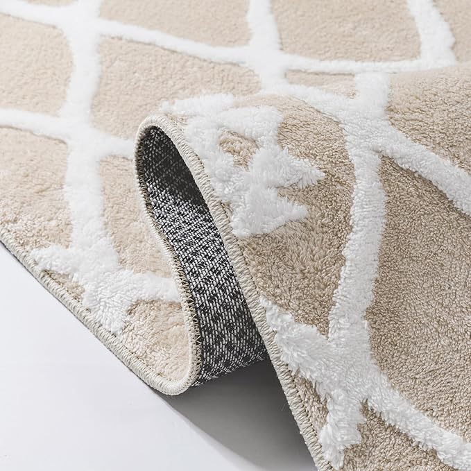 Ivory 8x10 Area Rug Moroccan Shag Living Room Washable Carpet Soft Non Shedding - Image 8