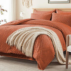 Zzlpp Twin Comforter Set 5 Pieces, Burnt Orange Tufted Bed in a Bag - Image 2