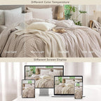 MooMee Striped Duvet Cover Set 100% Washed Cotton Linen Like Textured - Image 8