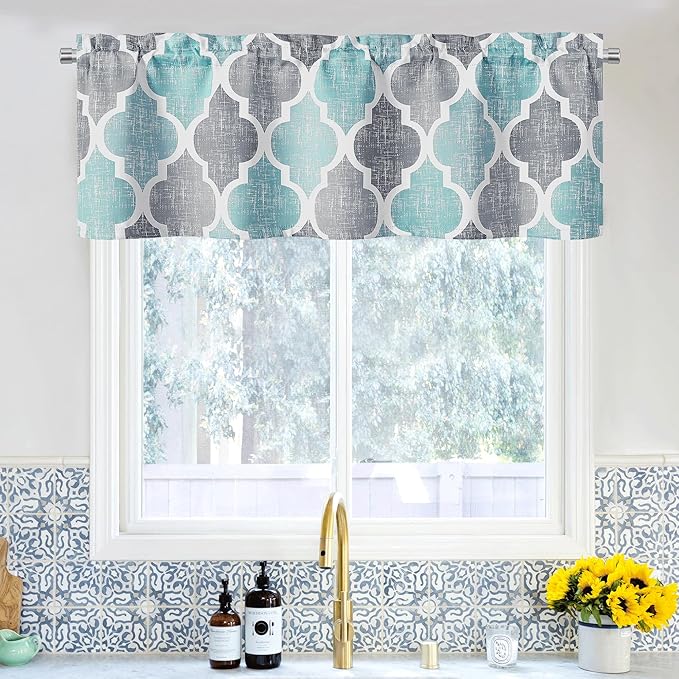Beauoop Blackout Window Valances Curtains Geometric Quatrefoil Trellis Printed by Beauoop