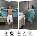 Smuge 8-Piece Turquoise Bath Towel Set, 2 Extra Large Bath Towel Sheets - Image 5