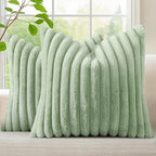 decorUhome Summer Cozy Faux Fur Throw Pillow Covers 16x16 Set of 2 Decorative by decorUhome