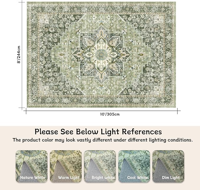 8×10 Machine Washable Rug for Living Room, Boho Vintage 8×10 Area - Image 2