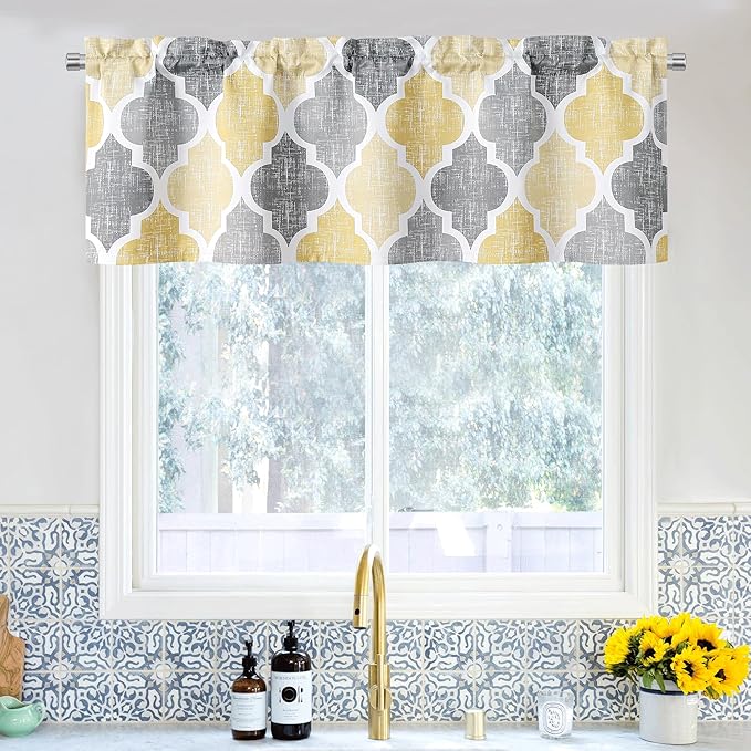Beauoop Blackout Window Valances Curtains Geometric Quatrefoil Trellis Printed by Beauoop