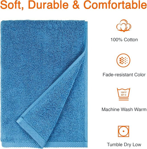 Amazon Basics 2-Piece Quick-Dry Oversize Bath Towel, 100% Cotton, Lake Blue - Image 2