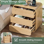 Modern Nightstand, 3 Drawers Dresser Side Table, Large End Table Night Stand - Image 5
