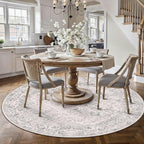 Grey Round Area Rug 5ft Entryway Door Mat Small Circle 5x5 Kitchen Vintage - Image 6