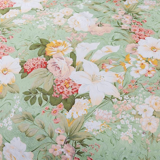FADFAY Floral Duvet Cover Set Full 100% Cotton Girls Bedding 600 TC Mint Green - Image 7