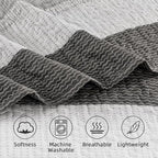 Andency Oversized King Quilt Bedding Set, 120x98Inch Dark Grey Stripe Super - Image 5