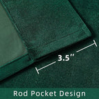 Joydeco Dark Green Velvet Curtains 96 inch Length 2 Panels Burg Set, Luxury Rod - Image 3