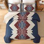 Dintszyayue Blue and Red Quilt Set King Size Boho, 3 Piece Aztec Texture - Image 3