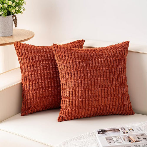 Aegero Pack of 2 Corduroy Decorative Throw Pillow Covers 16x16 Inch Soft by Unknown