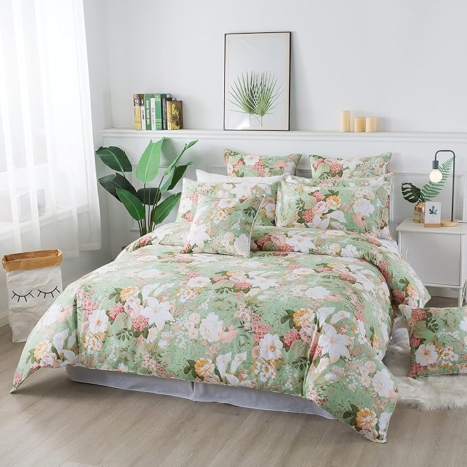 FADFAY Floral Duvet Cover Set Twin XL School Bedding 100% Cotton Garden Flower - Image 8