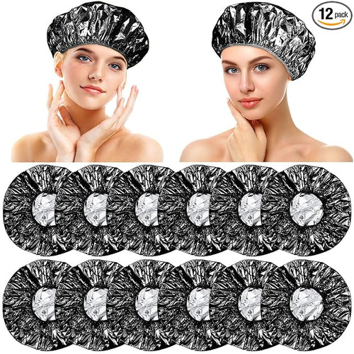 12 Pieces Deep Conditioning Caps Aluminum Foil Reusable Hair Processing Hair by Willbond+Technology+Limited