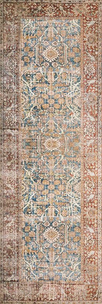 Loloi Layla Collection LAY-04 Ocean/Rust 2'-6" x 12'-0" .13" Thick Runner Rug - Image 4