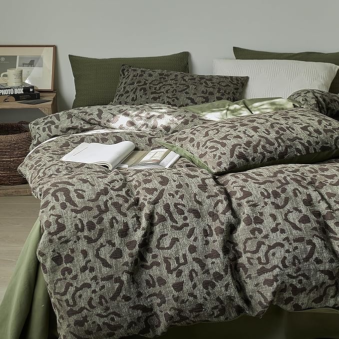mixinni Leopard Duvet Cover King Size, Premium Yarn-Dyed Jacquard Cotton Duvet - Image 2