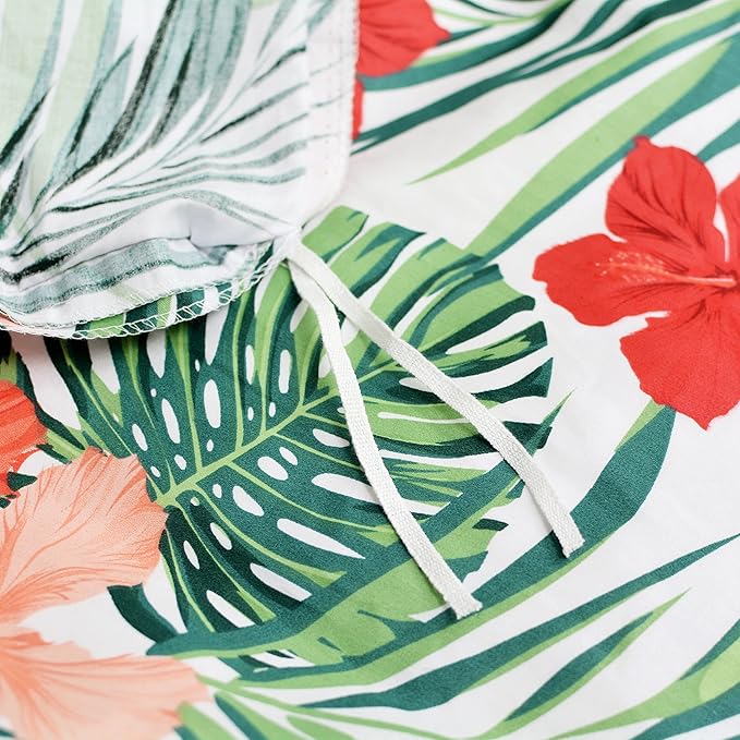 FADFAY Tropical Red Hibiscus Palm Leaves Duvet Cover Set Super Soft Summer - Image 7