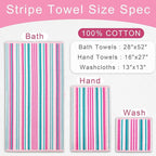 VOOVA & MOVAS Pink Soft Washcloths Set, Wash Cloth 13" x13, Striped Absorbent - Image 2