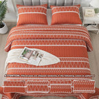Andency Terracotta Oversized Super King Quilt Set, 3 Pieces Boho Lightweight - Image 6